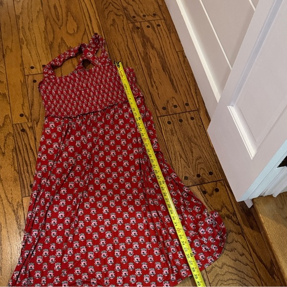 BODEN CROSS BACK JERSEY MIDI DRESS IN POINSETTIA DAINTY FLORET Size 12 Red - Picture 9 of 11